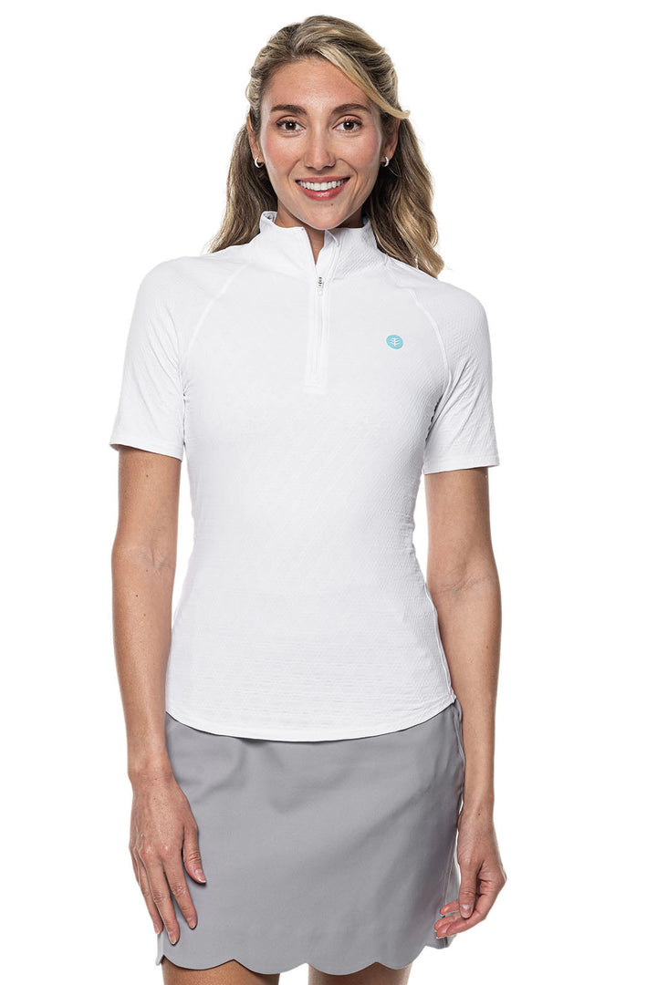 Women's Albatrose Golf Elbow Sleeve Shirt | White Diamond Jacquard