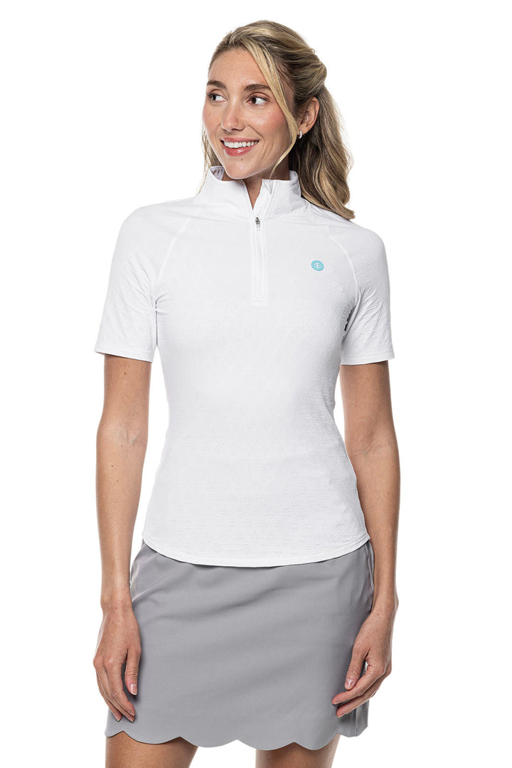 Women's Albatrose Golf Elbow Sleeve Shirt | White Diamond Jacquard