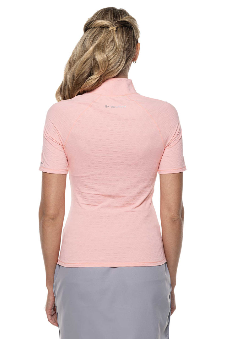 Women's Albatrose Golf Elbow Sleeve Shirt | Peachy Pink Diamond Jacquard