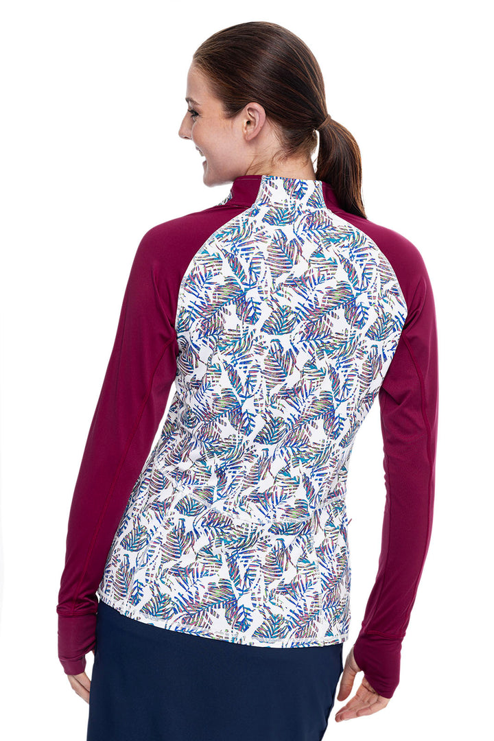 Women's Match Play Golf Pullover | Magnolia Pink Beach Leaves