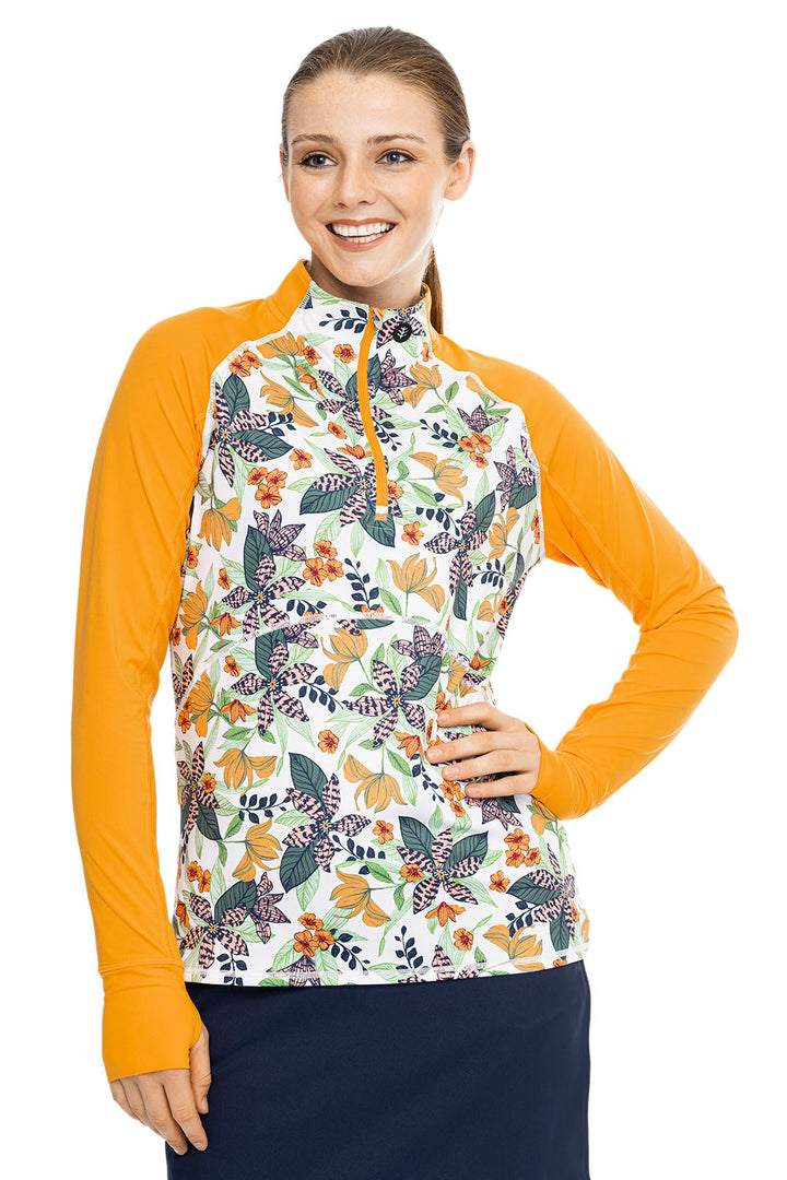 Women's Match Play Golf Pullover | Apricot Crush Floral Paradise