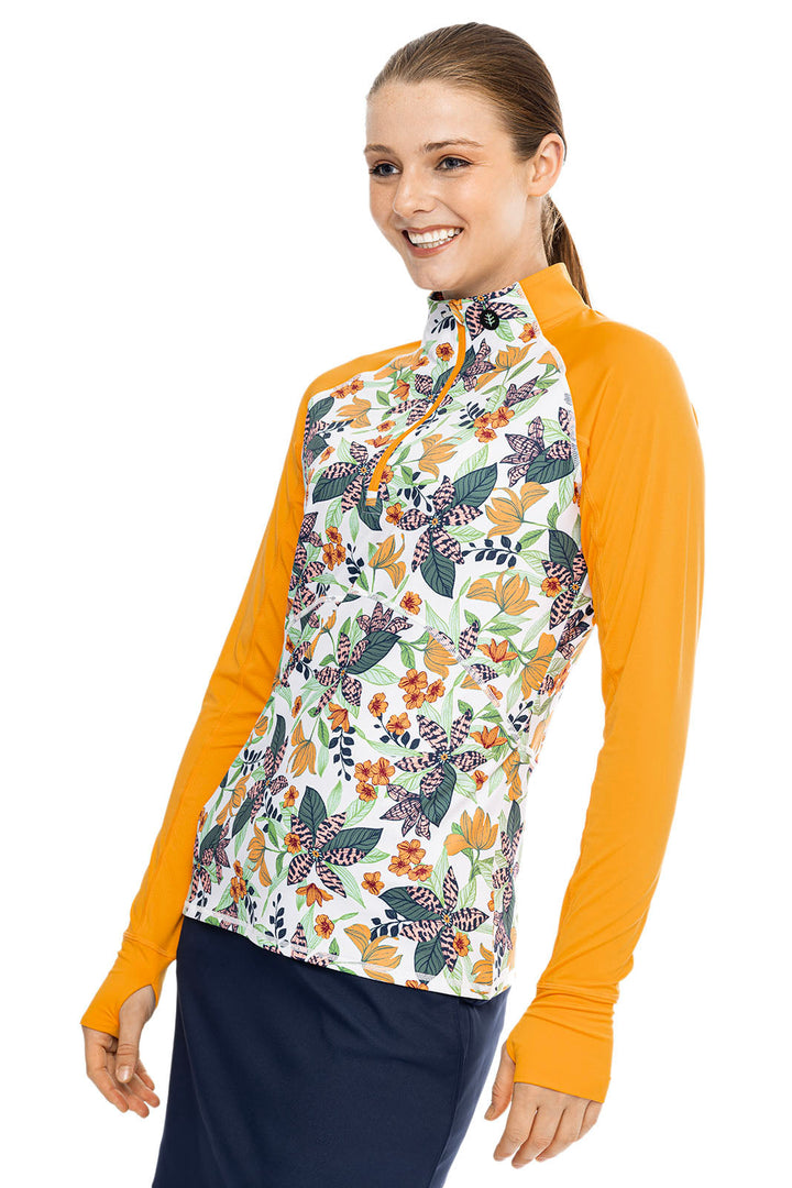 Women's Match Play Golf Pullover | Apricot Crush Floral Paradise