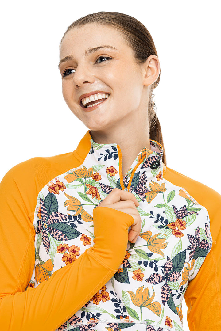 Women's Match Play Golf Pullover | Apricot Crush Floral Paradise