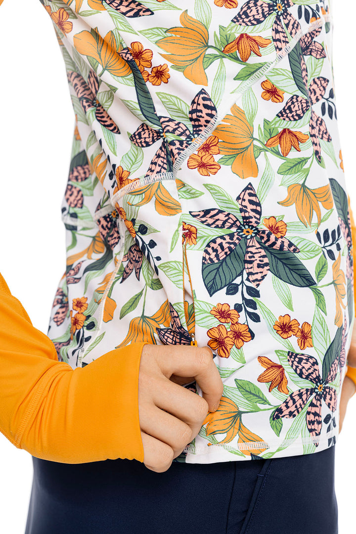 Women's Match Play Golf Pullover | Apricot Crush Floral Paradise