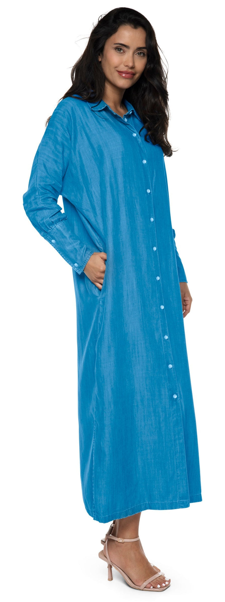 Women's Doral Long Sleeve Button Down Dress | Light Indigo Chambray