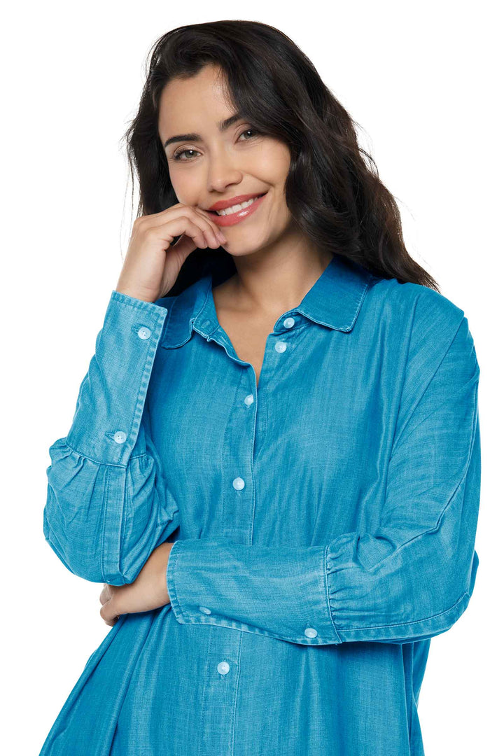 Women's Doral Long Sleeve Button Down Dress | Light Indigo Chambray