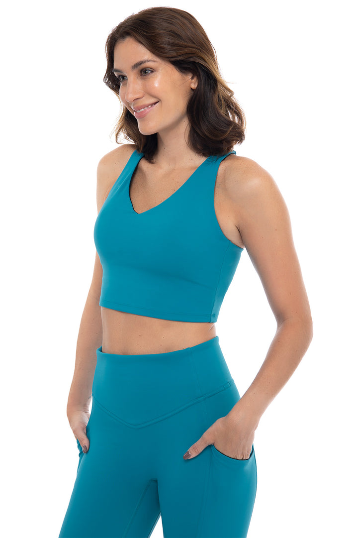 Women's Ananda Long Line Sports Bra  | Tahitian Teal