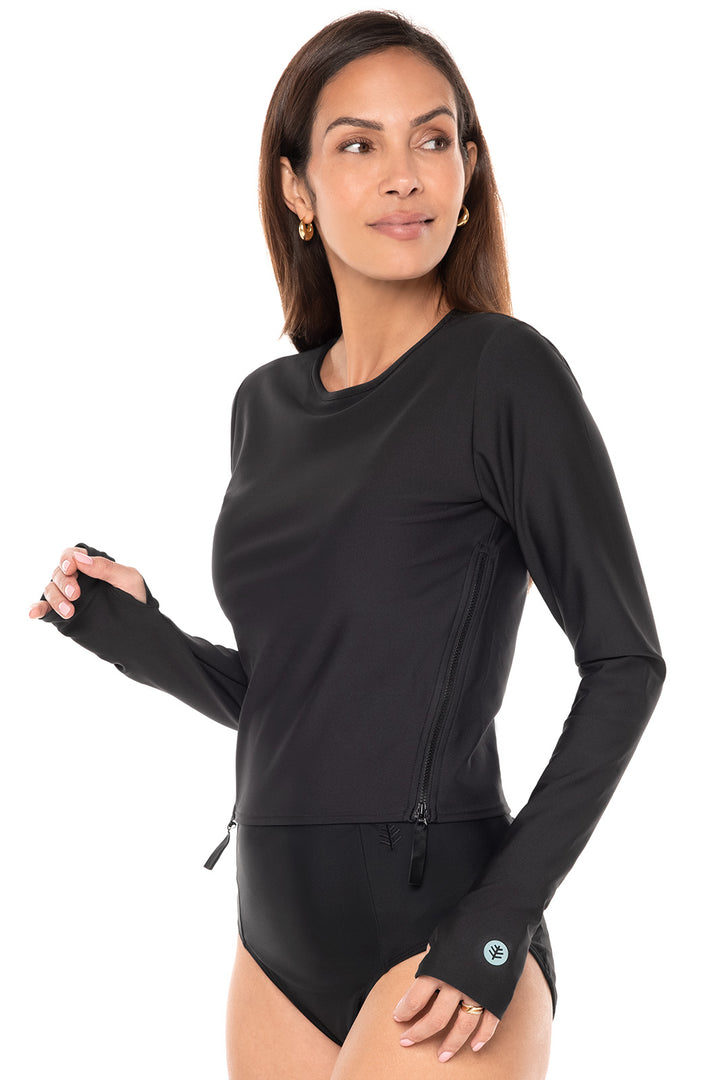 Women's Bayfront Rash Guard Bra Top | Black