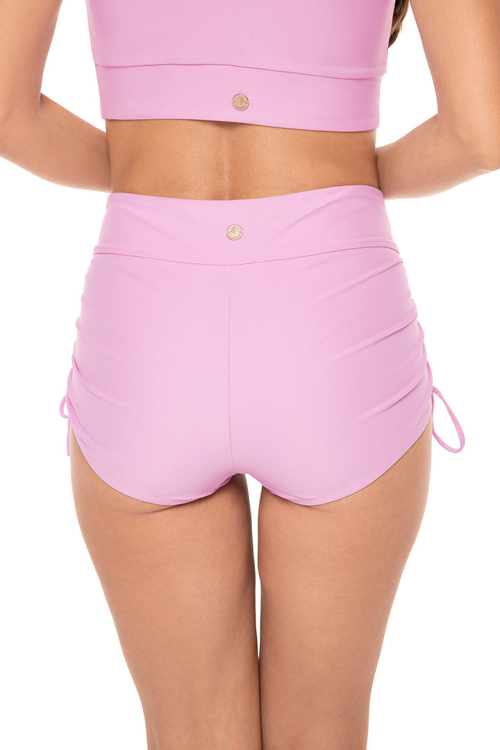 Women's Bayshore Ruched Swim Shorts | Peony Pink