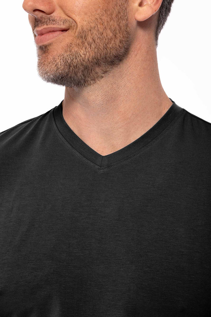 Men's Morada Everyday Long Sleeve V-Neck T-Shirt | Black