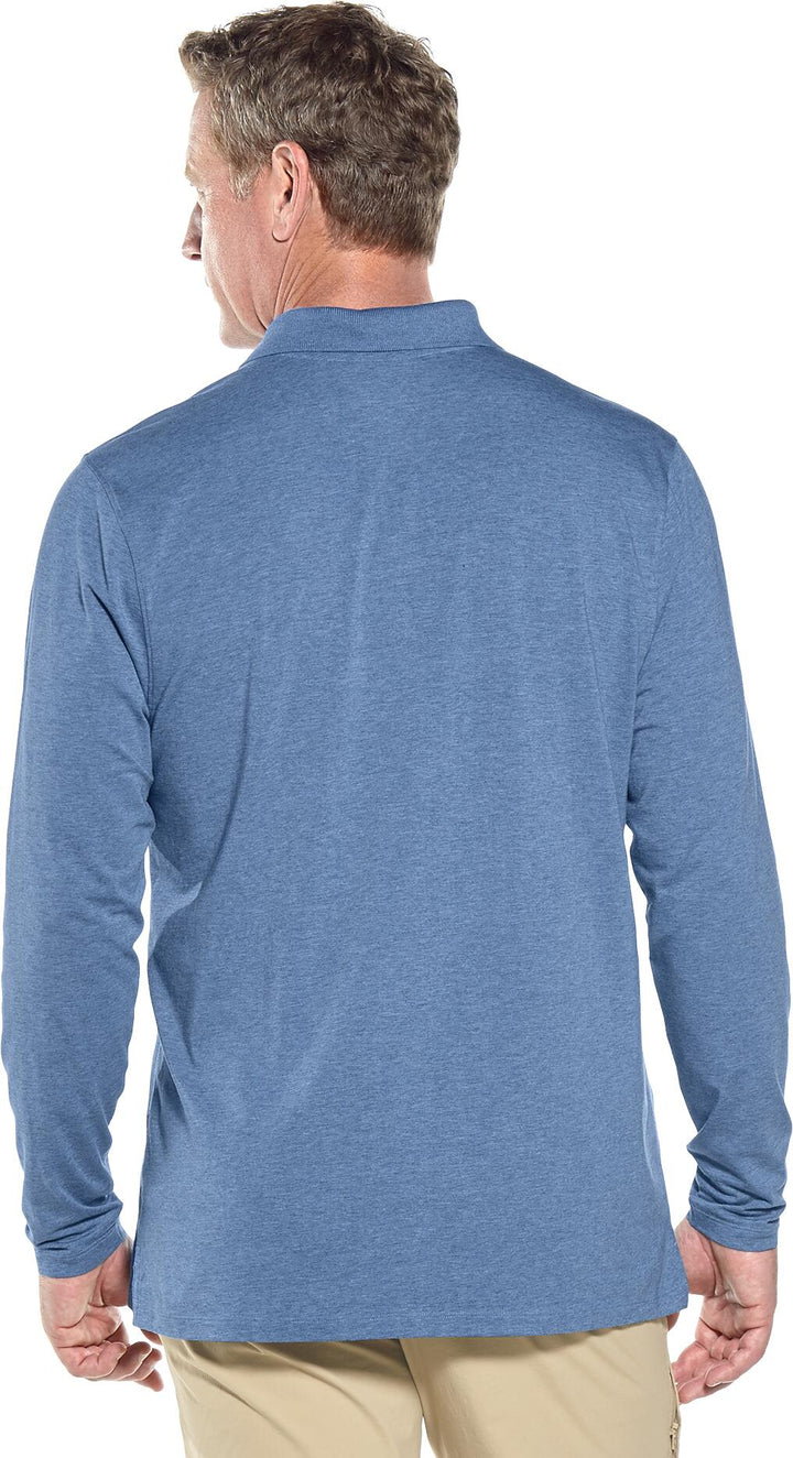 Men's Coppitt Long Sleeve Weekend Polo  | Pacific Blue Heather