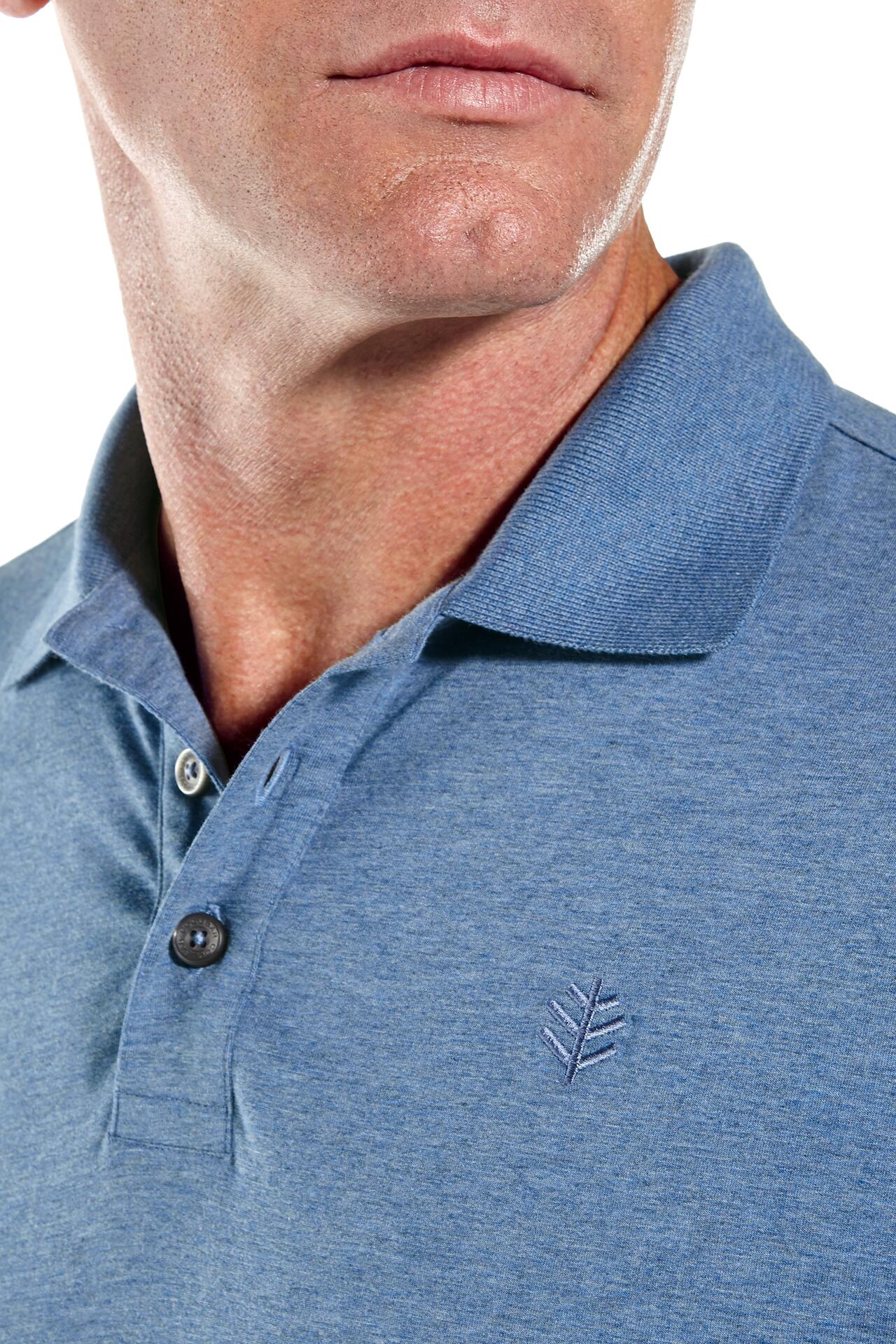 Men's Coppitt Long Sleeve Weekend Polo  | Pacific Blue Heather