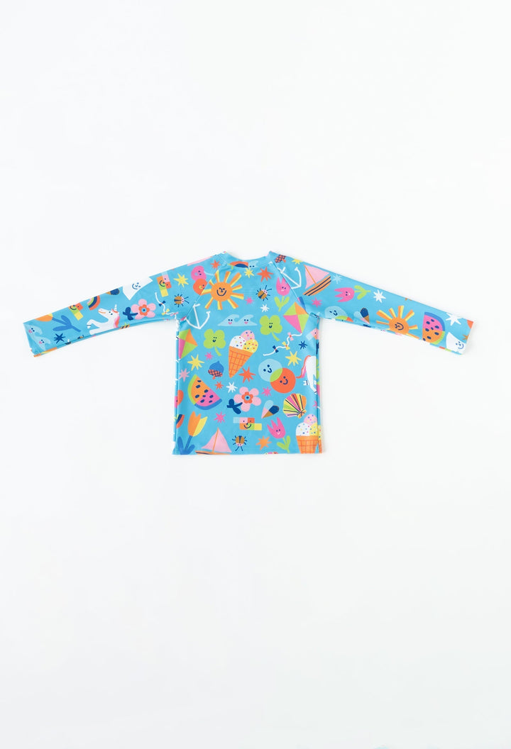 Mini Blake - Kids Long Sleeve Rash Guard - Rainbows & Unicorns | Rainbows & Unicorns