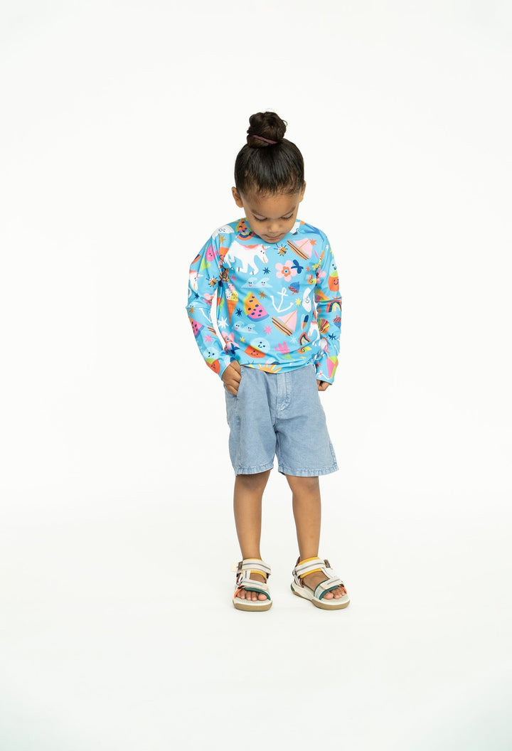 Mini Blake - Kids Long Sleeve Rash Guard - Rainbows & Unicorns | Rainbows & Unicorns