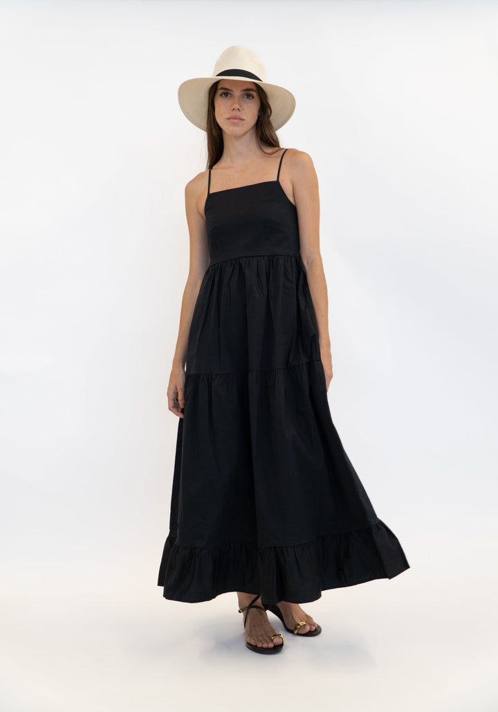 Sophie - Tiered Maxi Dress - Black | Black