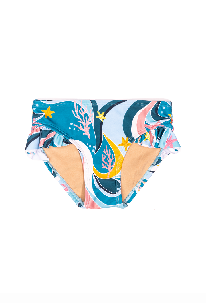 Mini Gemma - Girls Ruffle Swim Bottom - Ocean Candy Wave Pacific Blue | Ocean Candy Wave Pacific Blue