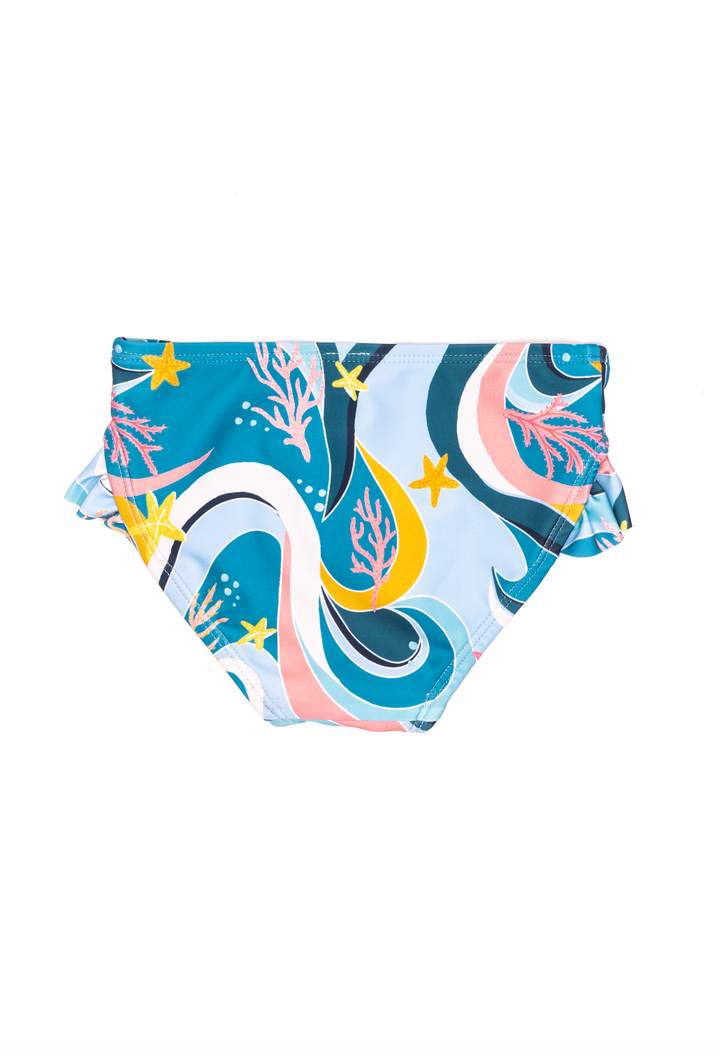 Mini Gemma - Girls Ruffle Swim Bottom - Ocean Candy Wave Pacific Blue | Ocean Candy Wave Pacific Blue