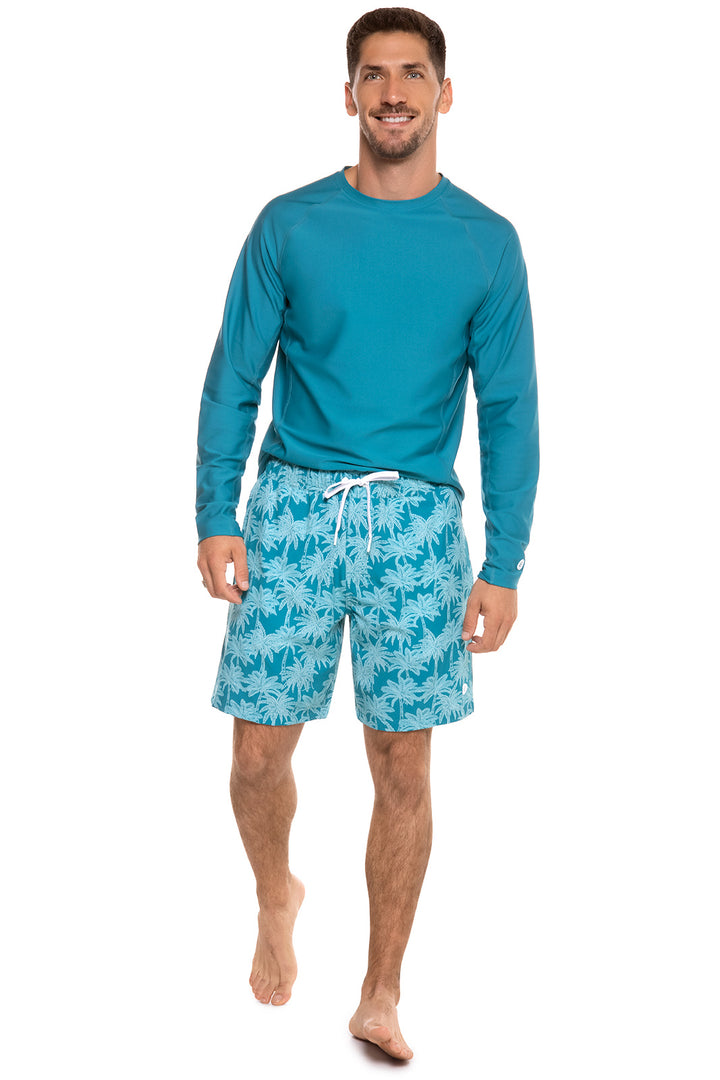 Men's Kahuna Swimming Shorts | Tahitian Teal Swaying Palms