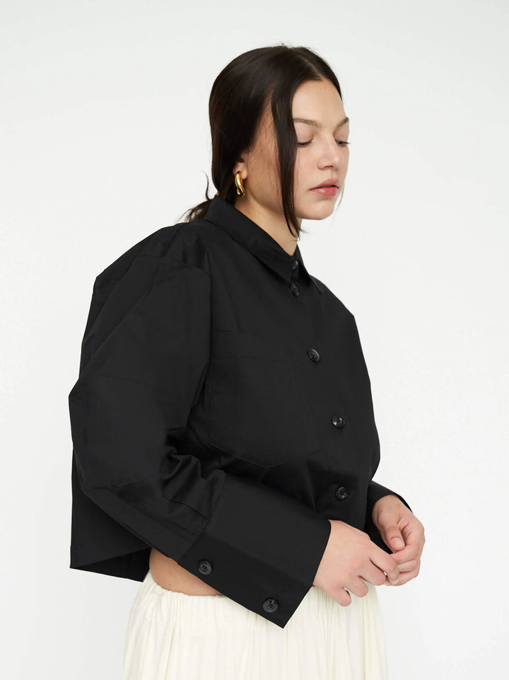 Barthelemy Long Sleeve Cropped Shirt | Black