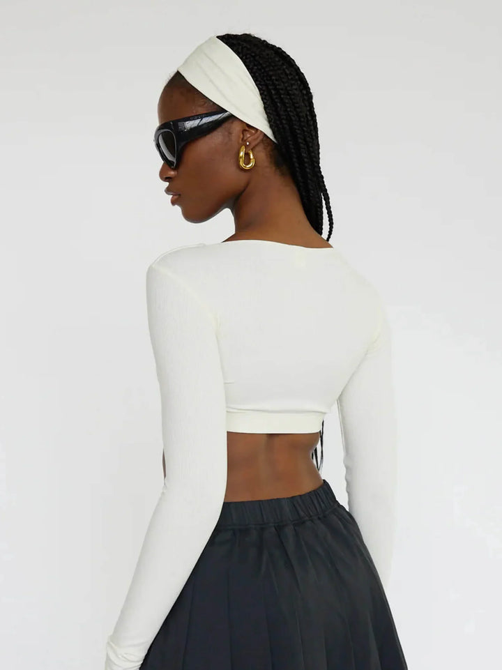 Women's Equipe Long Sleeve Cropped Top | French Vanilla