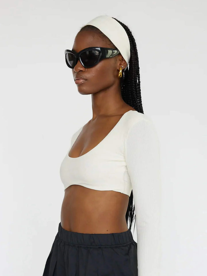 Women's Equipe Long Sleeve Cropped Top | French Vanilla