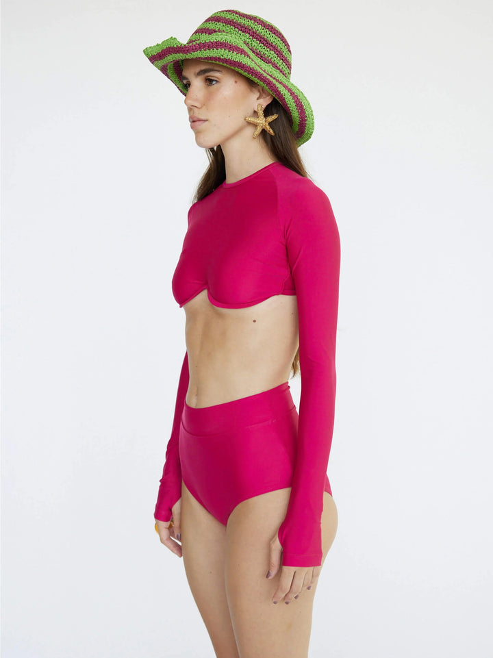 Joana - High Rise Moderate Coverage Swim Bottom | Magenta