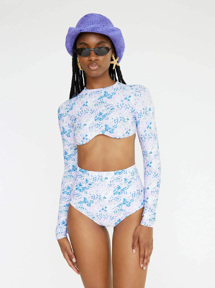 Shellona - Long Sleeve Swim Top | Lavender Fields