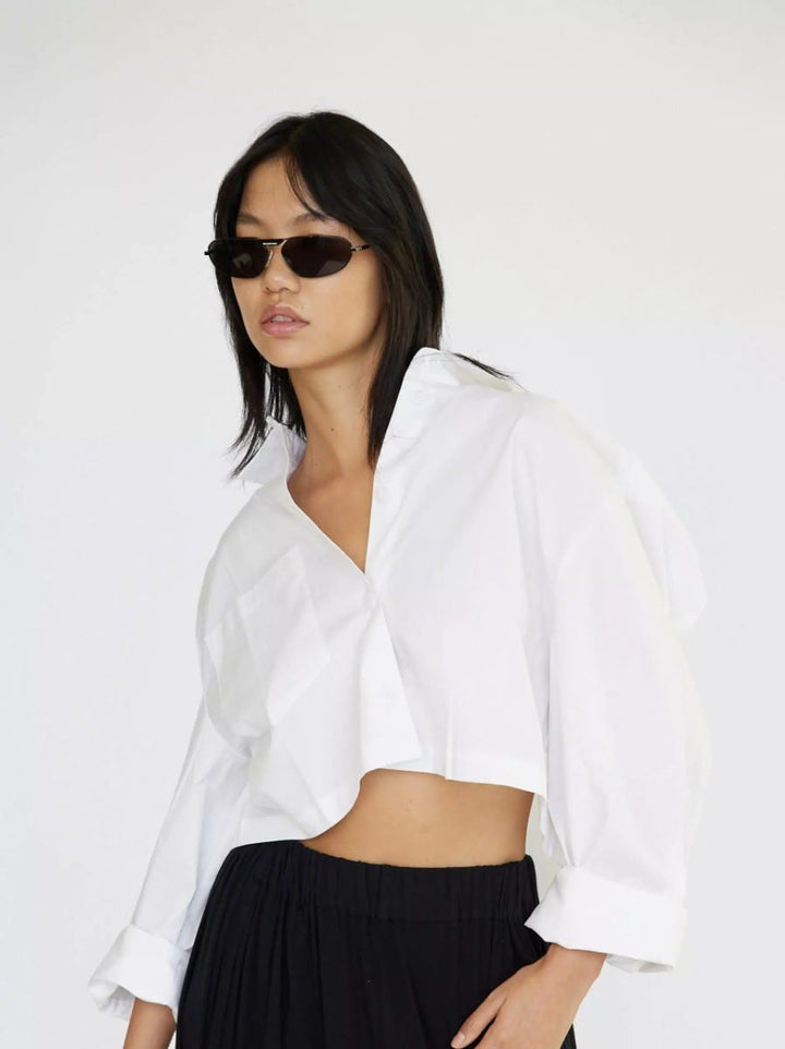 Barthelemy Long Sleeve Cropped Shirt | White